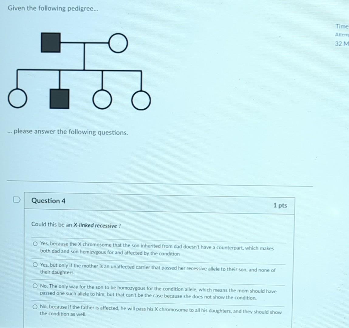 Solved Given the following pedigree... please answer the | Chegg.com