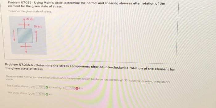 Solved Required Information Problem 07.035 - Using Mohr's | Chegg.com