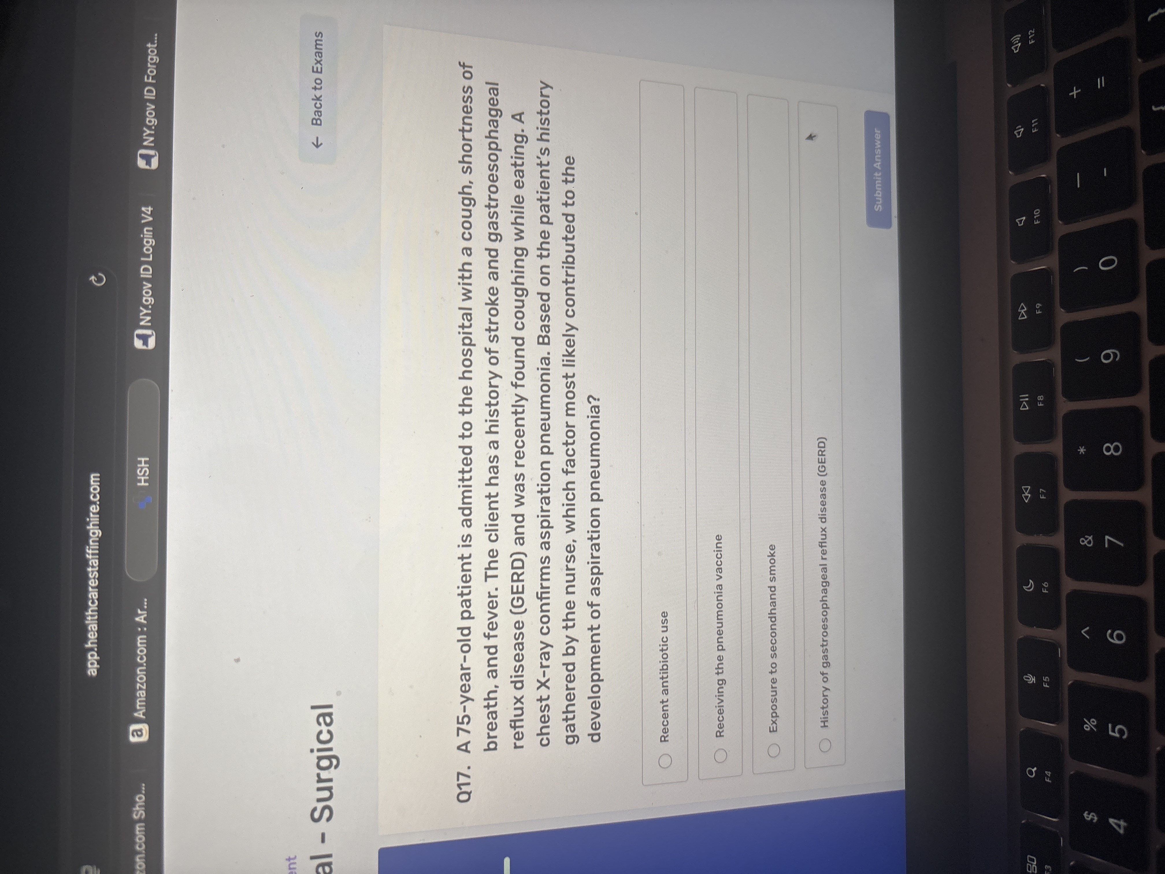 Solved Q17. ﻿A 75-year-old patient is admitted to the | Chegg.com