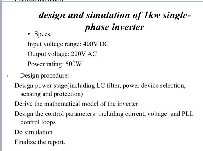 Solved design and simulation of 1kw single Specs phase