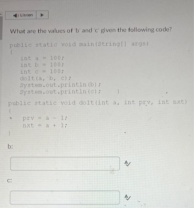Solved What are the values of ' b ' and ' c ' given the | Chegg.com