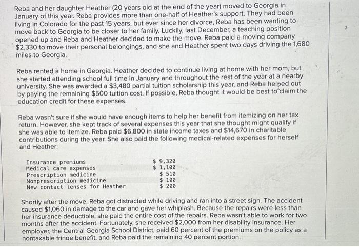 Reba and her daughter Heather ( 20 years old at the | Chegg.com