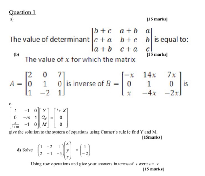 Solved Question 1 A 15 Marks 1b C A B Al The Value Of Chegg Com