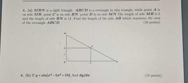 Solved 4 A Mbn S Right Triangle Abcd Is A Rectangle In Chegg Com