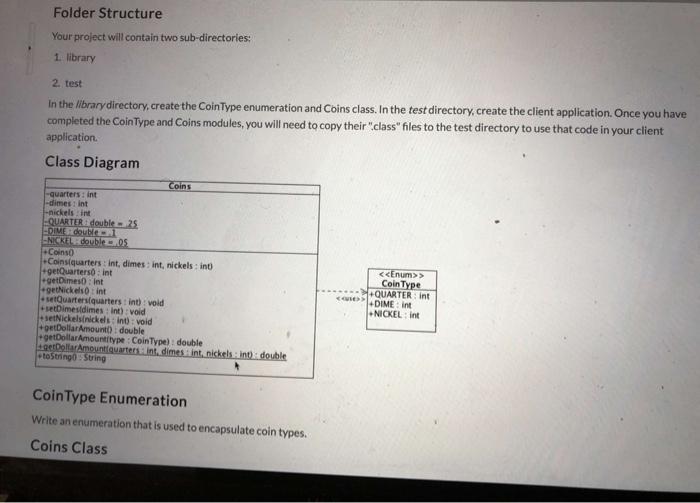 Solved Folder Structure Your project will contain two | Chegg.com