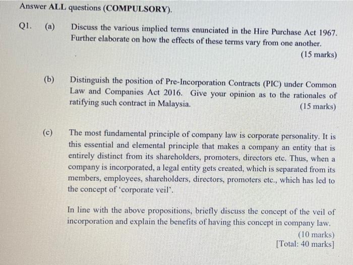 company law problem questions and answers