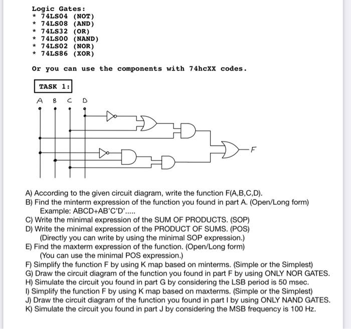 Solved Logic Gates : * 74LS04 (NOT) * 74LS08 (AND) * 74LS32 | Chegg.com