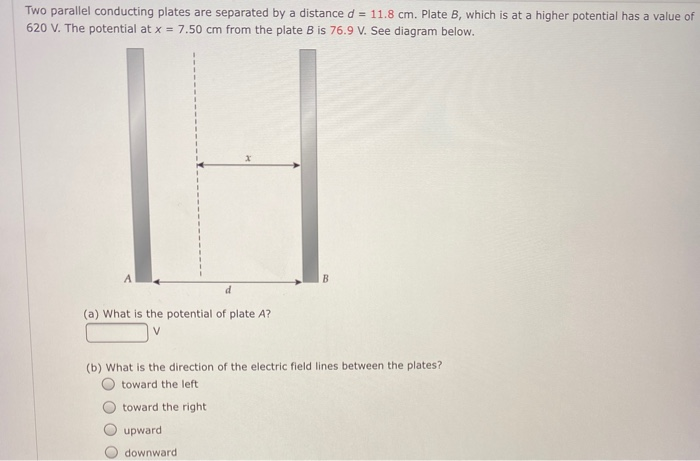 Solved Two parallel conducting plates are separated by a | Chegg.com