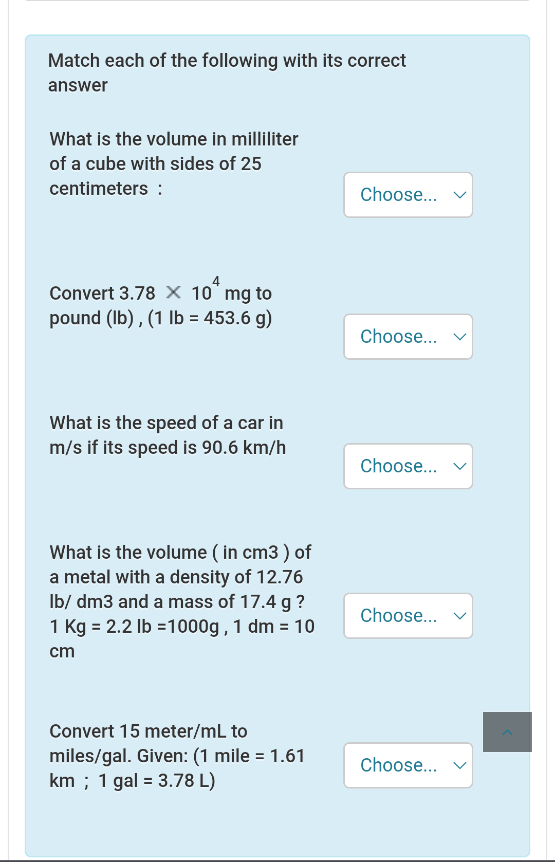 Solved Match each of the following with its correct answer | Chegg.com