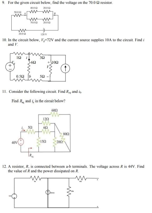 Solved 9. For the given circuit below, find the voltage on | Chegg.com
