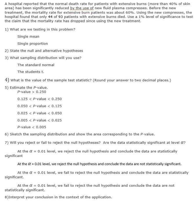 Solved A hospital reported that the normal death rate for | Chegg.com
