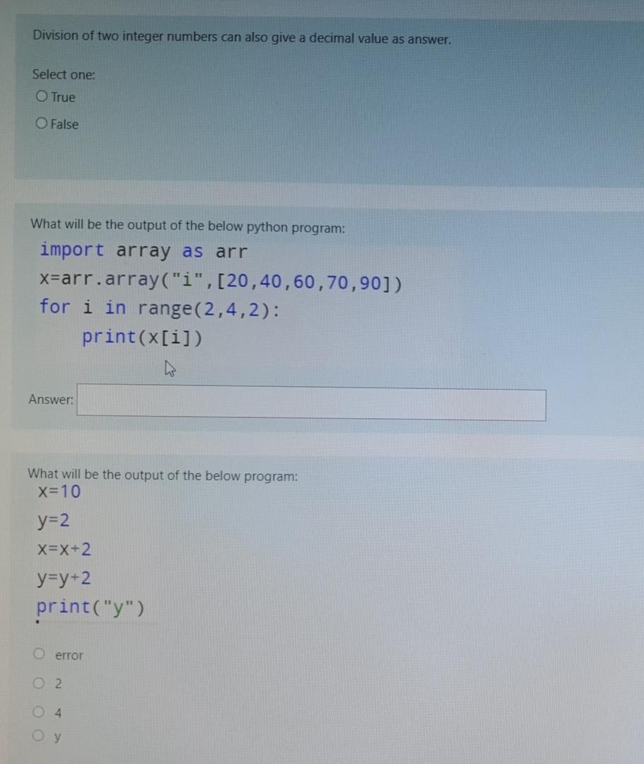 Solved Division of two integer numbers can also give a | Chegg.com