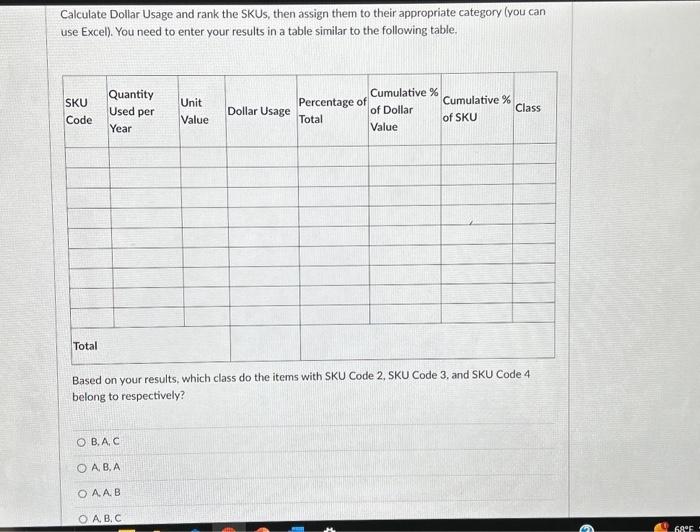 Solved A Company Is Considering Using ABC Analysis To | Chegg.com