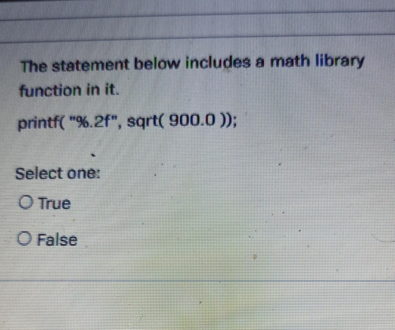 Solved The statement below includes a math library function | Chegg.com