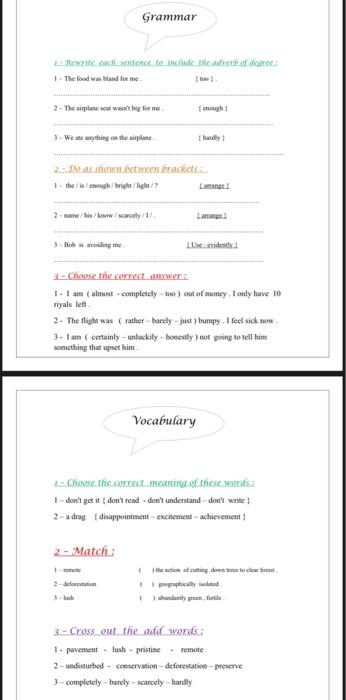 Solved Vocabulary (A) Choose the correst meaning of these | Chegg.com