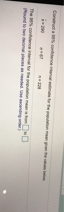 Solved Construct a 95% confidence interval estimate for the | Chegg.com