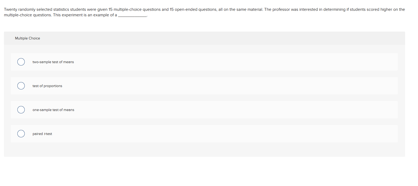 Solved multiple-choice questions. This experiment is an | Chegg.com