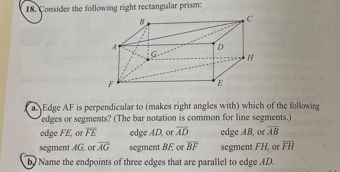 Solved 18. Consider the following right rectangular prism: B | Chegg.com