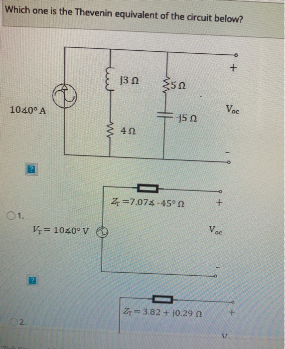 Solved Which One Is The Thevenin Equivalent Of The Circui Chegg Com