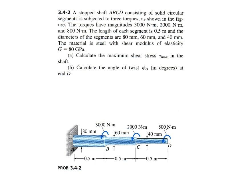 Solved 3.4-2 A stepped shaft ABCD consisting of solid | Chegg.com