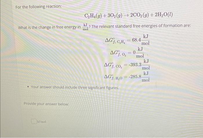 Solved For the following reaction Chegg