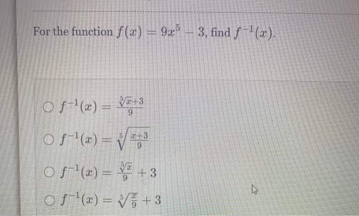 Solved For The Function F X 925 3 Find F X 9 5 Chegg Com