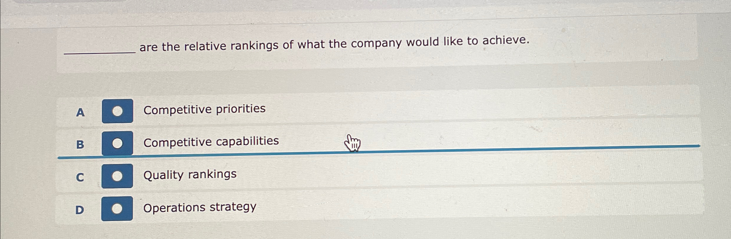 Solved are the relative rankings of what the company would | Chegg.com
