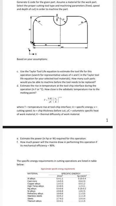 Solved Generate G code for the given part. Assume a material | Chegg.com