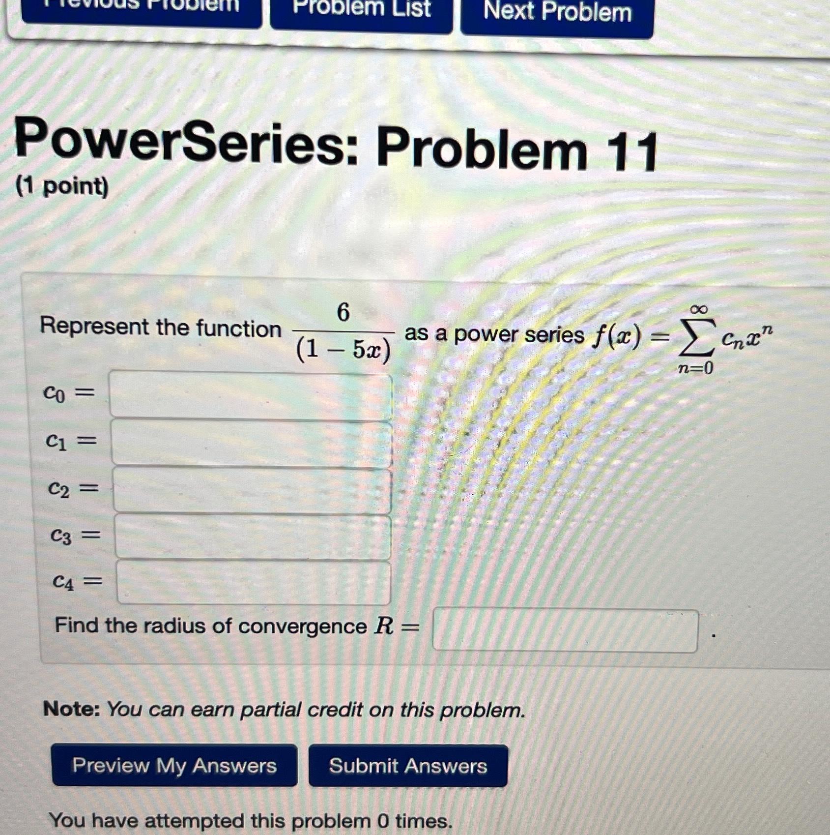 Solved PowerSeries: Problem 11 (1 ﻿point)Represent The | Chegg.com