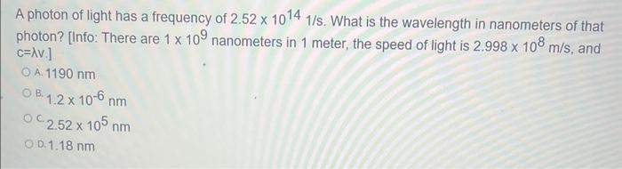 how is the wavelength of a photon of light determined