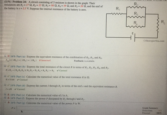 Solved 11 Problem 24 A Circuit Consisting Of 5 Resist Chegg Com