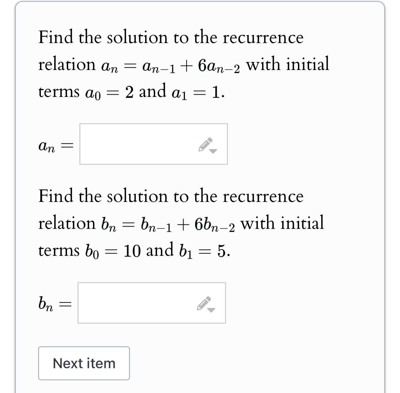 Solved Find the solution to the recurrence relation | Chegg.com