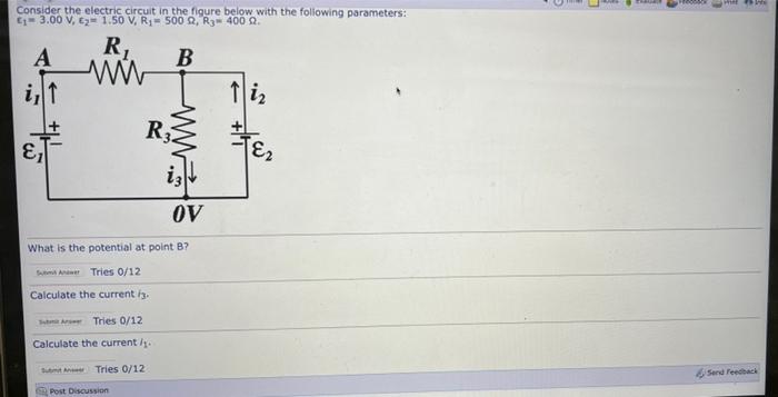 Solved Consider the electric circuit in the figure below | Chegg.com