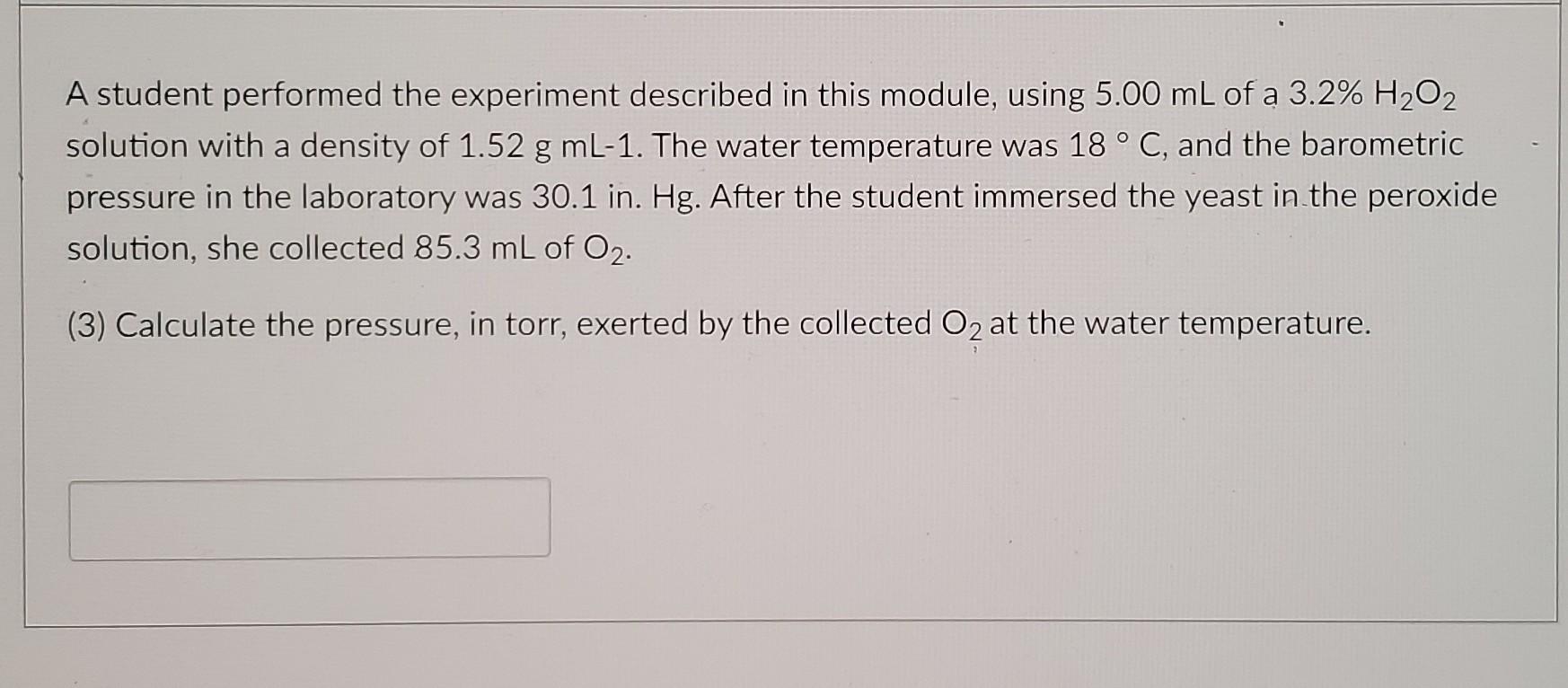 Solved A student performed the experiment described in this | Chegg.com
