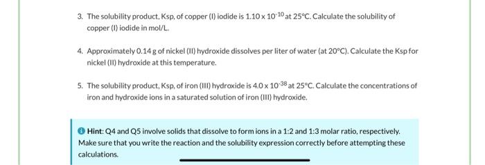 [solved] 3 The Solubility Product Ksp Of Copper I Iod