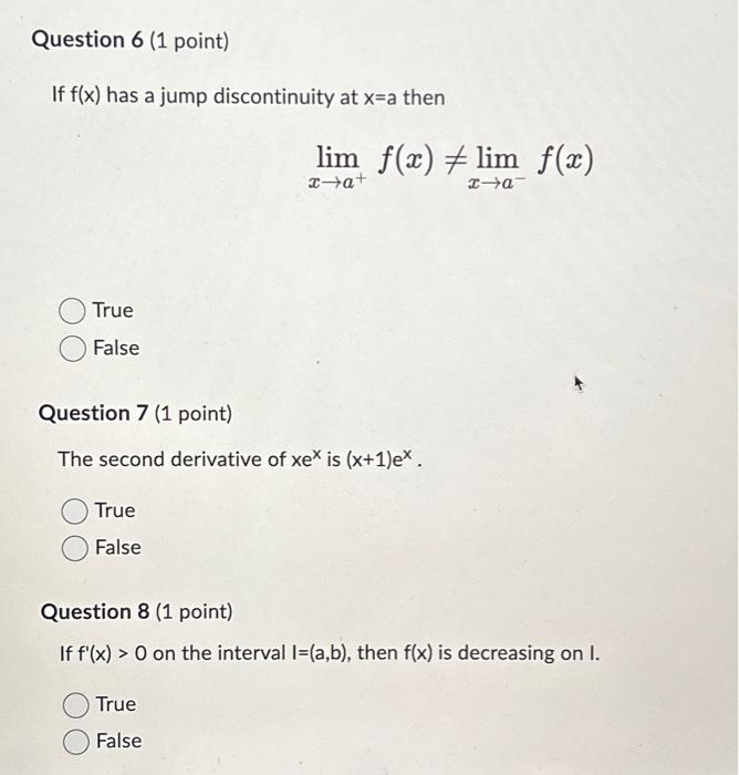 Solved If f(x) has a jump discontinuity at x=a then | Chegg.com