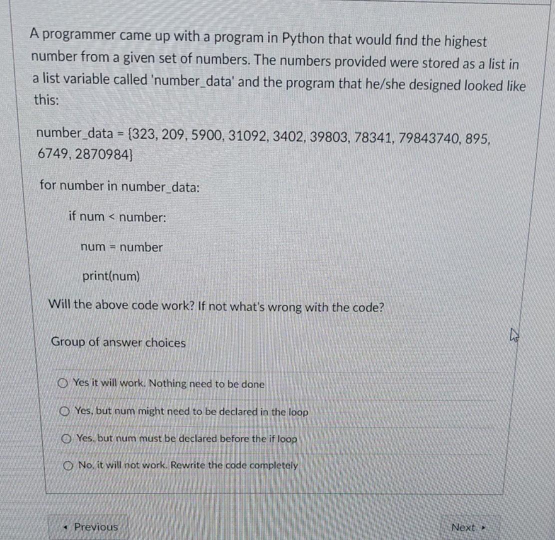 Solved A programmer came up with a program in Python that | Chegg.com
