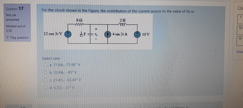 Solved Question 17 Qu For the circuit shown in the Figure, | Chegg.com