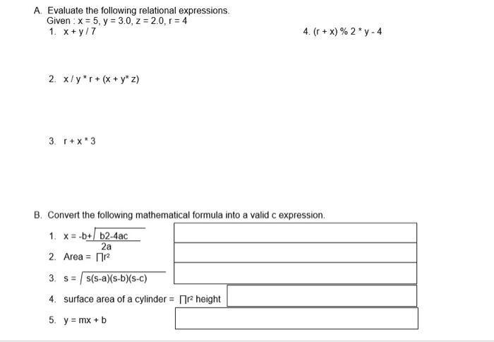 Solved A Evaluate The Following Relational Expressions Chegg Com