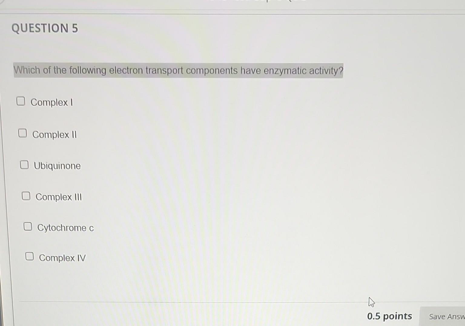 Solved Which of the following electron transport components | Chegg.com