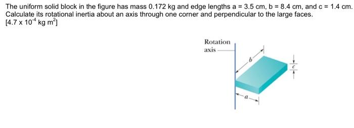 Solved The Uniform Solid Block In The Figure Has Mass 0.172 | Chegg.com