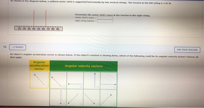 Solved As shown in the diagram below, a uniform meter stick | Chegg.com