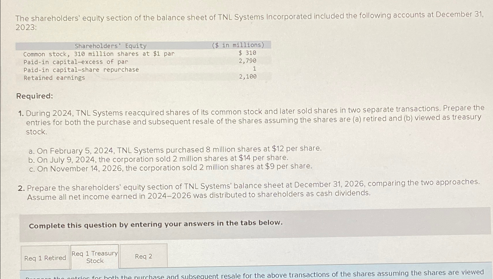 Solved The Shareholders' Equity Section Of The Balance Sheet | Chegg.com