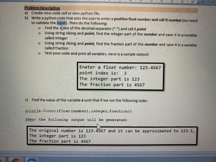 Solved 14 15 16 Problem Description a) Create new code cell | Chegg.com