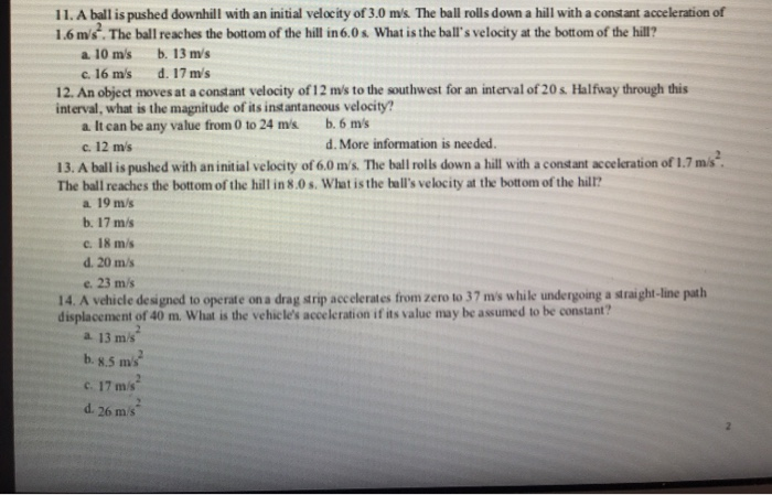 A Ball Is Pushed With An Initial Velocity Of 4.0