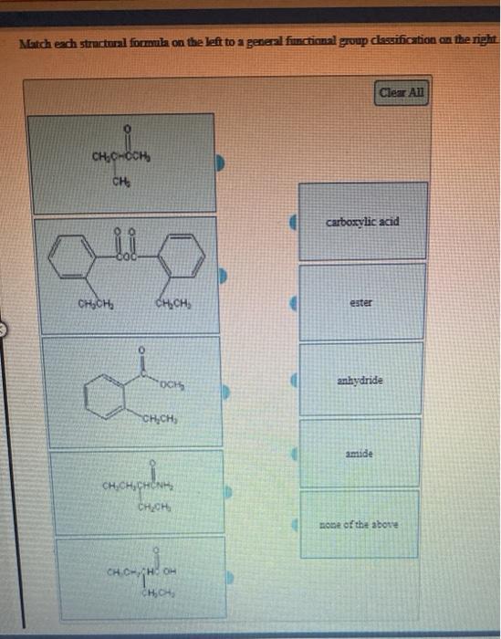 Solved Match each structural formula on the left to a | Chegg.com