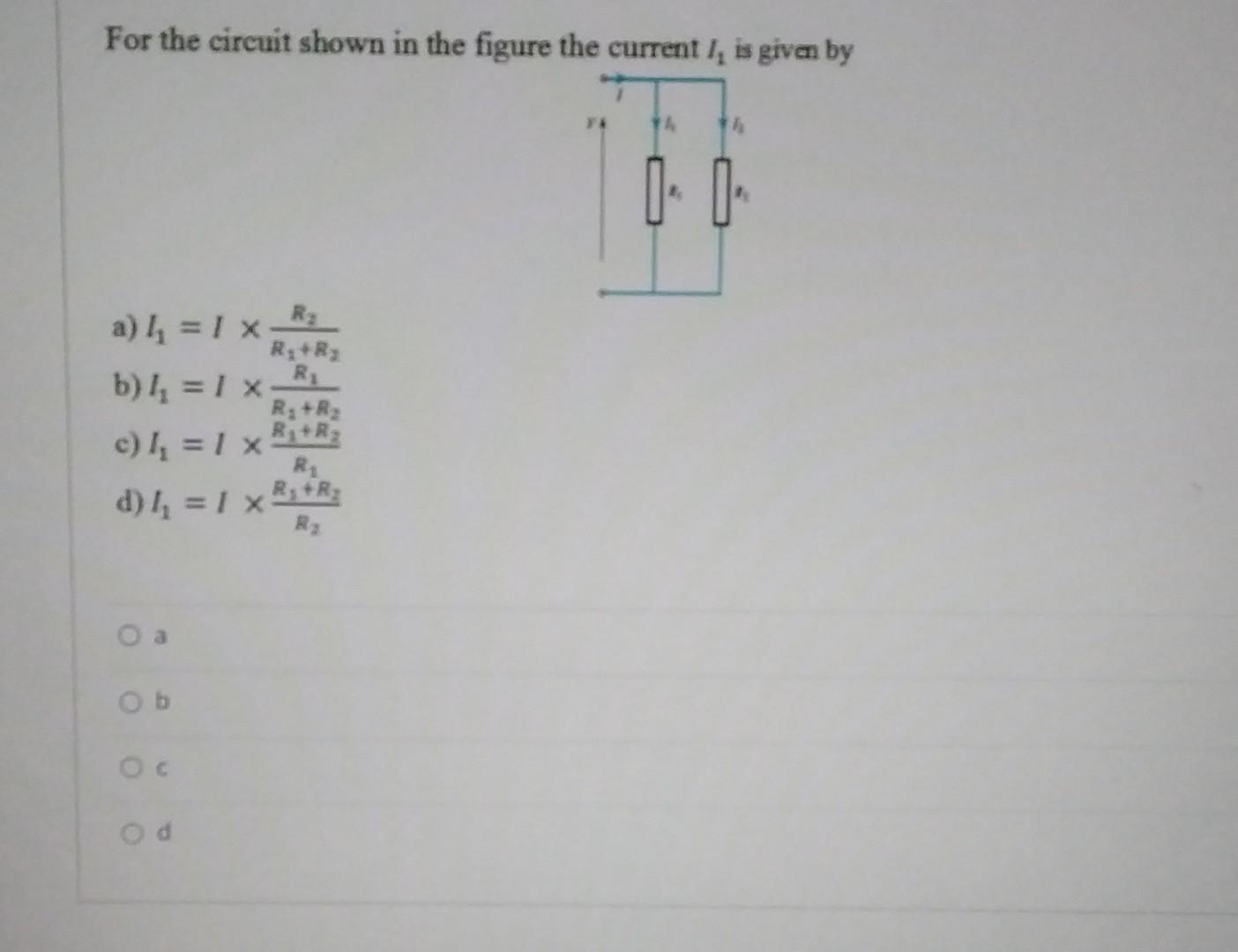 Solved For the circuit shown in the figure the current I1 is | Chegg.com