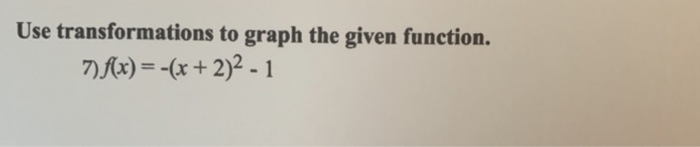 Solved Use transformations to graph the given function. | Chegg.com