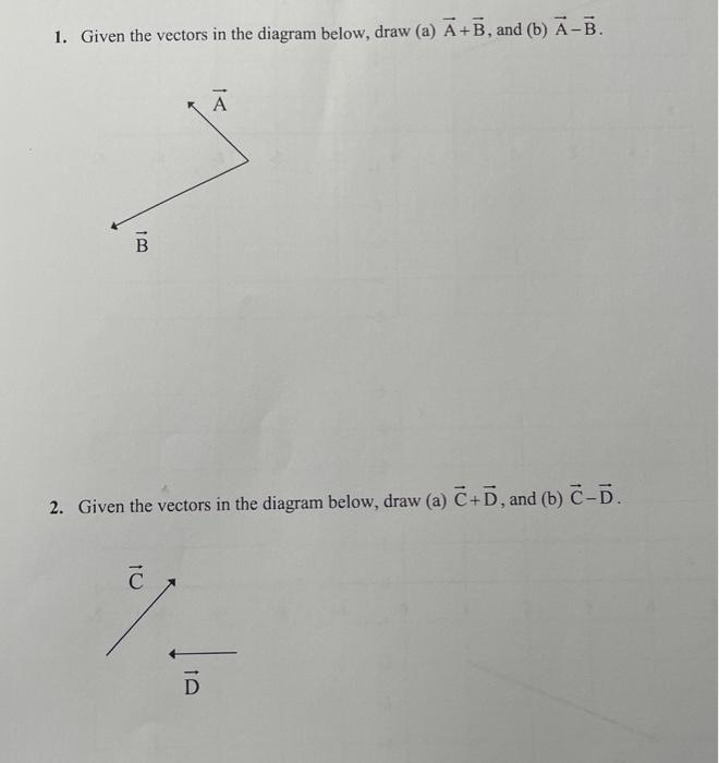 Solved 1. Given The Vectors In The Diagram Below, Draw (a) | Chegg.com