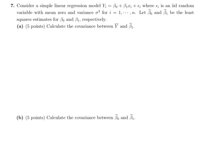Solved 7. Consider a simple linear regression model | Chegg.com